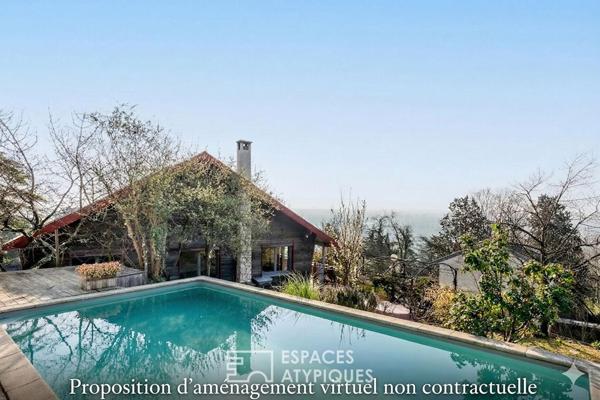 Maison ossature bois avec vue et piscine
