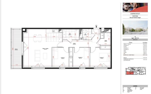 Location Appartement 87.01 m² - Pontoise 95300