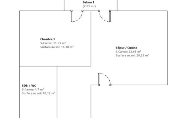 Appartement à vendre    2 pièces • 39,26 m2 Valence