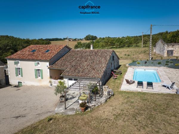 Maison à vendre 6 pièces et dépendances proche de MONFLANQUIN (47) sur 2,6ha de terrain