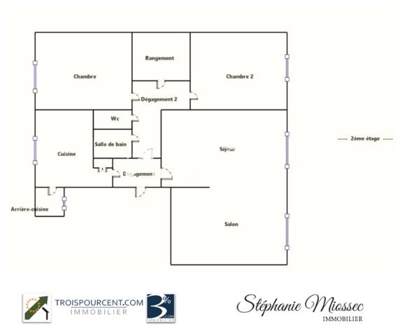 Appartement 4 pièce(s) 2 chambre(s) 76.76 m²