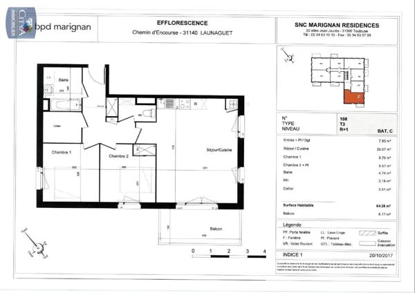Appartement à louer 3 pièces 64.17m²