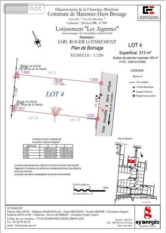Terrain à Batir à vendre à Marennes-Hiers-Brouage en Charente-Maritime (17320), ref : DD/JOM/23-10-4