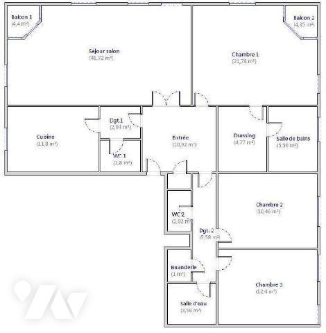 Au deuxième étage d'une résidence de standing construite début des années 2000, sécurisée, avec...