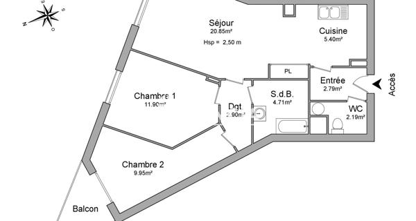 Location Appartement 3 pièces 60.69 m² - Chatou 78400