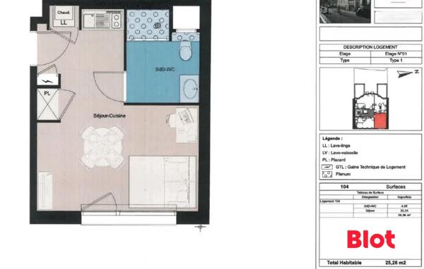 Appartement 1 pièce(s)