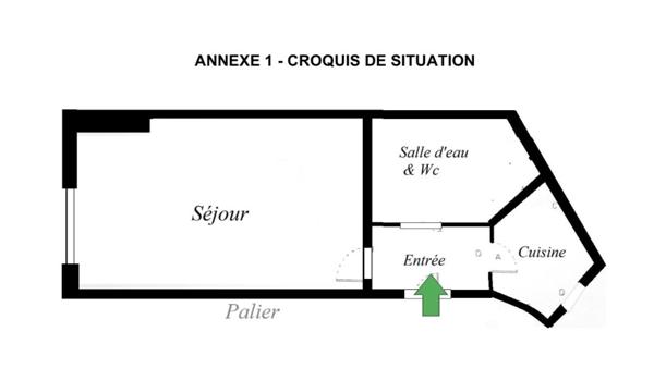 Studio 18,34 m² — Quartier Latin — Immeuble Haussmannien — Cave Paris (75005)