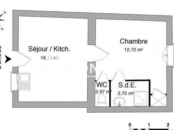 Location Appartement 2 pièces 32.53 m² - 14 RUE DE GREZAN Nimes 30000