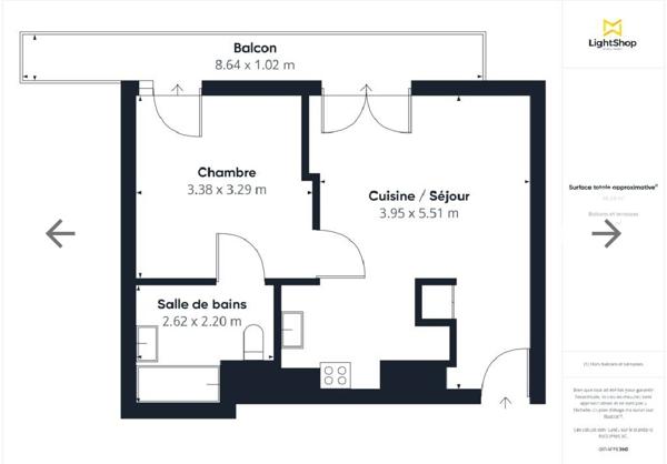 Appartement 2 pièces - 43 m² Exclusivité efficity
