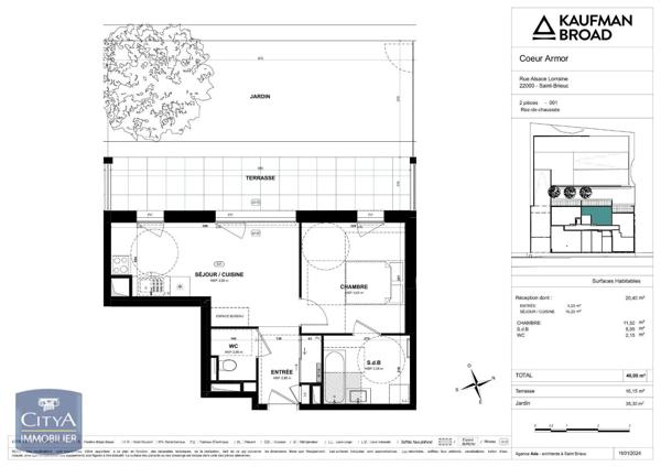 Appartement à louer 2 pièces 40m² Saint-Brieuc (22000)