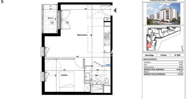 À vendre Appartement 2 pièces 45.83 m² - Drancy 93700