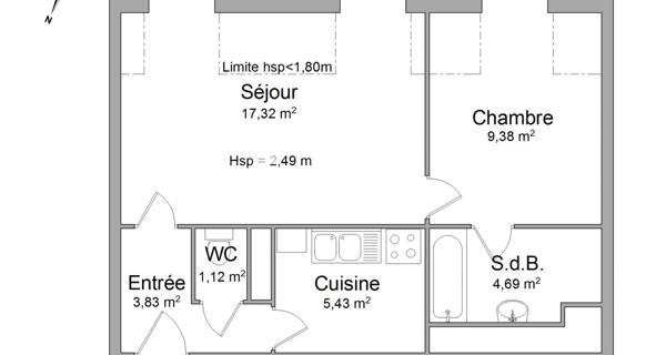 Location Appartement 2 pièces 41.77 m² - Tours 37000