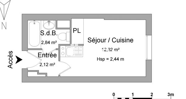 Location Studio meublé 17.78 m² - Villeurbanne 69100