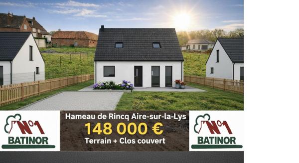 Terrain constructible 594 m² – Façade 20,45 ml – Secteur calme proche Aire-sur-la-Lys