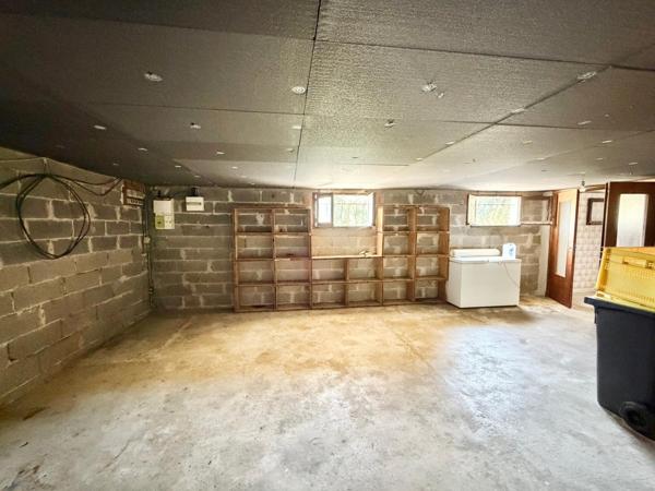 Maison avec grand terrain et garage en rez-de-jardin