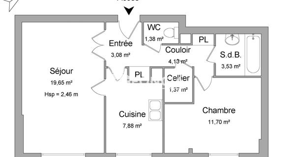 Location Appartement 2 pièces 52.72 m² - Arras 62000