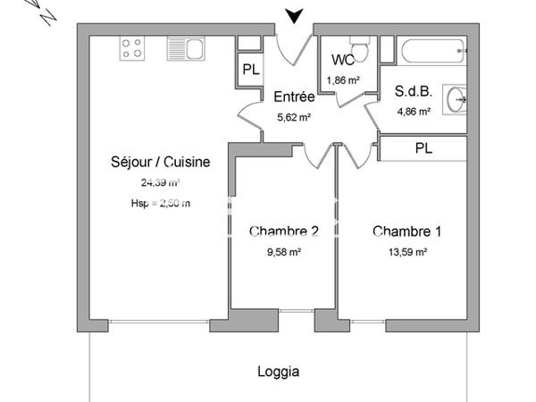 Location Appartement 3 pièces 59.72 m² - 560 RUE DE LA CROIX DE LAVIT Montpellier 34090