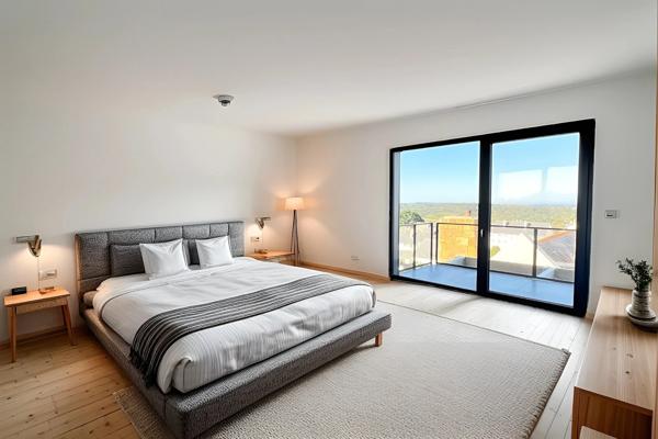 Département du Finistère (29) - À vendre : Crozon, centre-ville - Appartement penthouse T6 de 183 m² habitable avec vue panoramique sue la baie de Morgat - 4 terrasses - Garage.