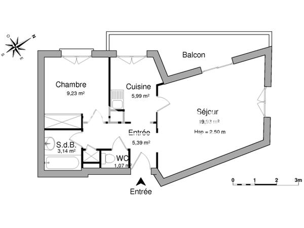Location Appartement meublé 2 pièces 44.71 m² - 205 ROUTE DE BELLET Nice 06200