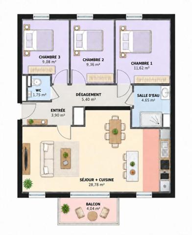 94000 CRÉTEIL UNIVERSITE - APPARTEMENT RECENT T4 - 75 M² + BALCON, et 2 PARKINGS