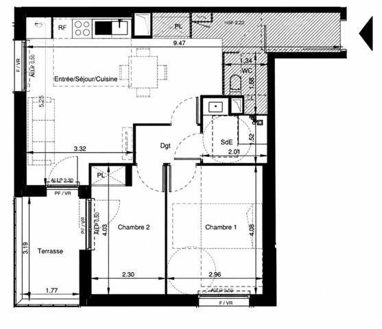 Appartement Tournefeuille 57.99 m²
