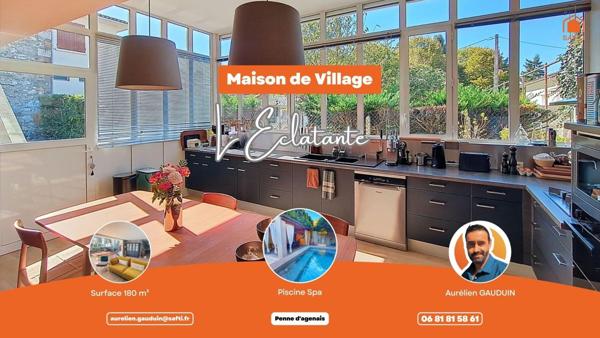 Maison de village rénovée avec goût  160 m² + garage 50 m² et 2 place de parkings