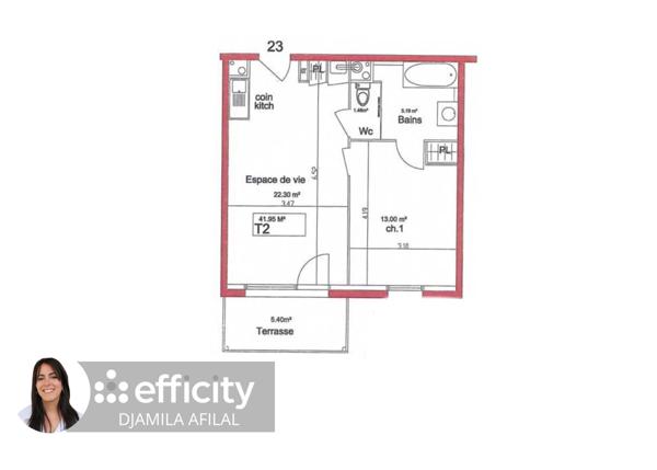 Appartement 2 pièces - 42 m²