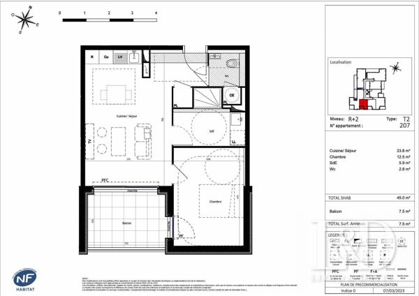T2 à 50 mètres de la plage