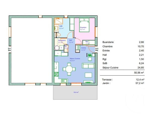 Appartement à vendre  2 pièces - 50,56 m2 PENTA DI CASINCA - 202