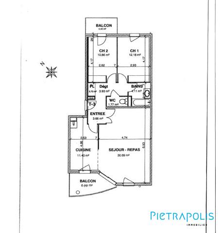 Appartement T3 de 79 m²