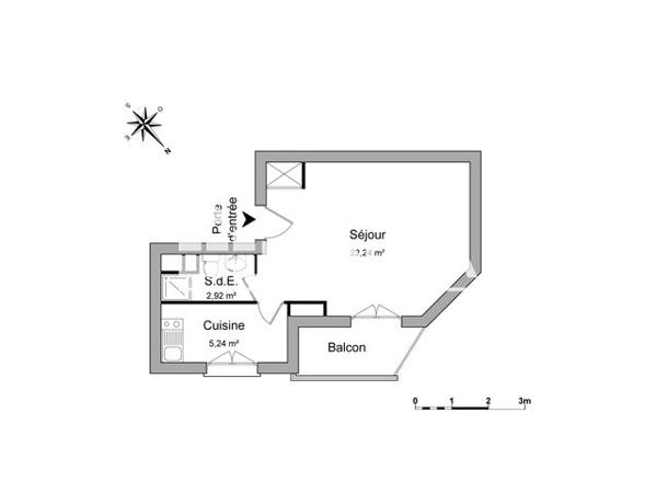 Location Studio 30.4 m² - LES JARDINS DE MANON Antony 92160