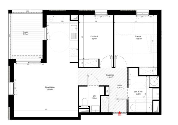 Appartement 3 pièces 64.07 m2