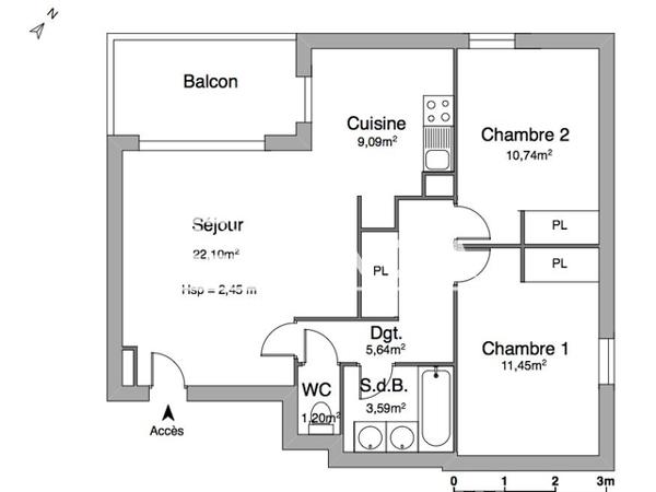 Location Appartement 3 pièces 63.81 m² - 21 RUE EDOUARD HERRIOT Lormont 33310