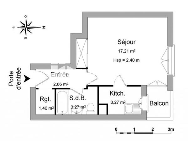 Location Studio 28.07 m² - 34 QUAI ST CYR/51-53 MAIL Rennes 35000