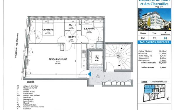 Appartement à vendre    1 pièce •  Vichy