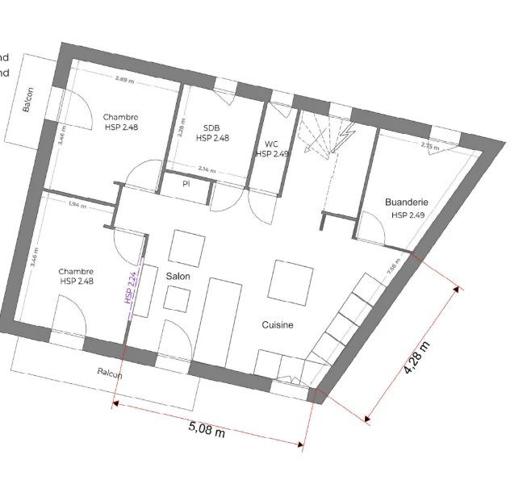 Appartement de type 3 avec garage et place de parkin