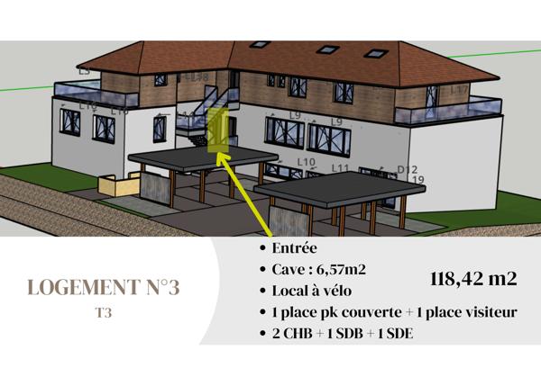 Appartement 3 pièces - 118 m²