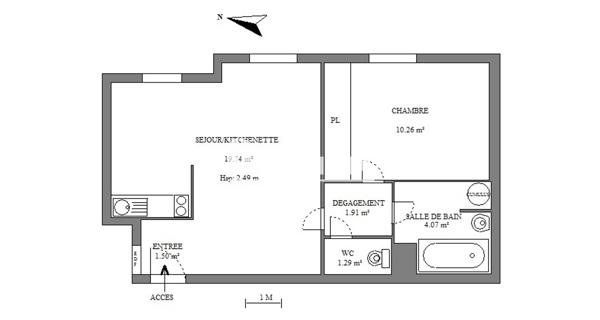 Location Appartement 2 pièces 38.77 m² - Villeurbanne 69100