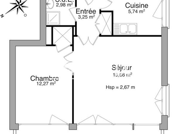 Location Appartement 2 pièces 43.9 m² - 127 AVENUE DE ROYAT Chamalieres 63400
