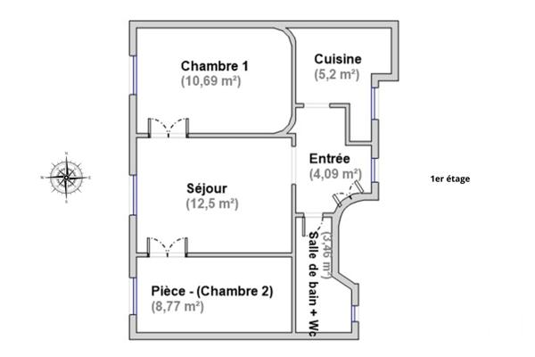 Appartement T3 à vendre  3 pièces - 45 m 2   PARIS  - 75006