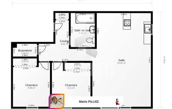 Appartement avec vue dégagée - 65 m2 - centre-ville