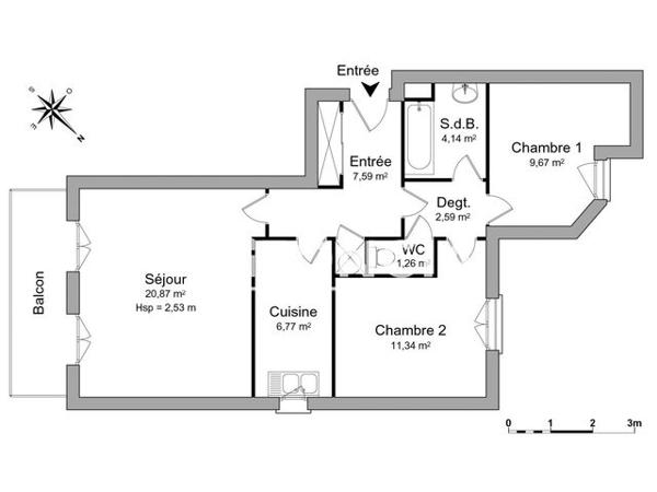 Location Appartement 3 pièces 64.23 m² - 1 A 3 BIS AVENUE DE BUZENVAL Rueil-malmaison 92500