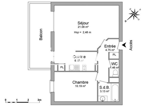 Location Appartement 2 pièces 46.98 m² - CHEMIN DE JACQUEMIN Bayonne 64100