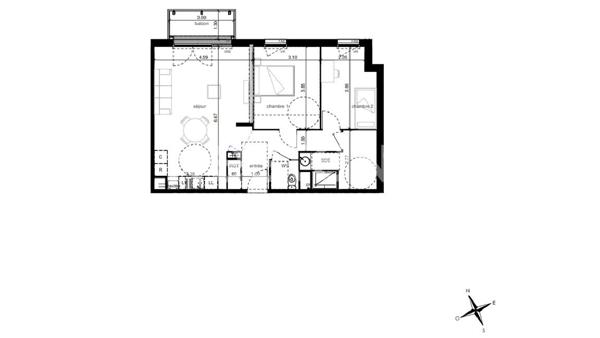 Appartement neuf - 3 pièces - 66m² - Notre Dame De Bondeville