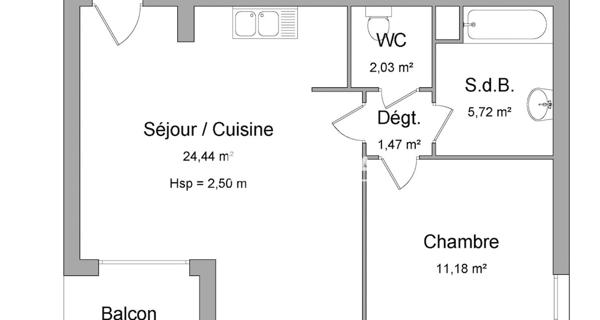 À vendre Appartement 2 pièces 44.84 m² - Meyzieu 69330