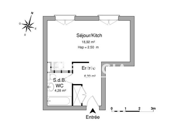 Location Studio 29.53 m² - 13 AV DU MAL JUIN Biarritz 64200