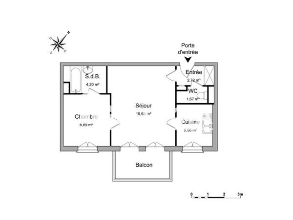 Location Appartement 2 pièces 42.7 m² - 14 PLACE DE LA CONCORDE Mulhouse 68100