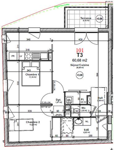 Appartement 3 Pièces à Louer Bourg De Carquefou - 60.68m²