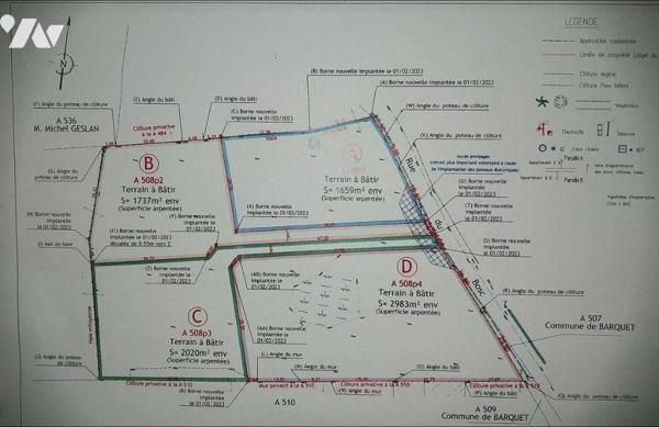 Terrain à bâtir à viabiliser de 1737 m² BARQUET
