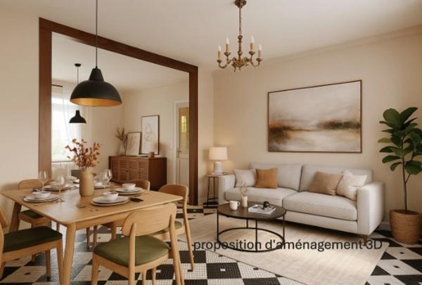 Maison semi-mitoyenne 3 chambres avec garage et jardin